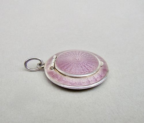 Exquisite Continental Silver and Guilloche Enamel Chatelaine Compact