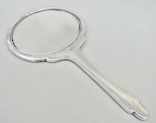 fig 1. FABULOUS ART DECO SILVER AND GUILLOCHE ENAMEL HAND MIRROR, BIRMINGHAM 1931