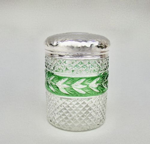 fig 2. VICTORIAN SILVER MOUNTED BOHEMIAN GLASS DRESSING TABLE JAR BY THOMAS INGLETON, LONDON 1896
