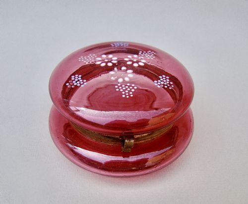 19th Century French Enamelled Glass Dressing Table Jar , Circa 1890

