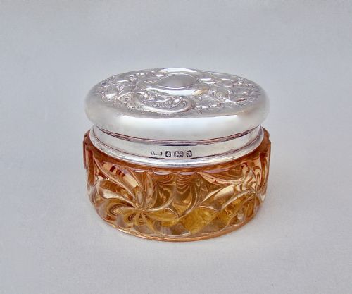 Silver Mounted French Baccarat Dressing Table Jar by Levi & Salaman, Birmingham 1900