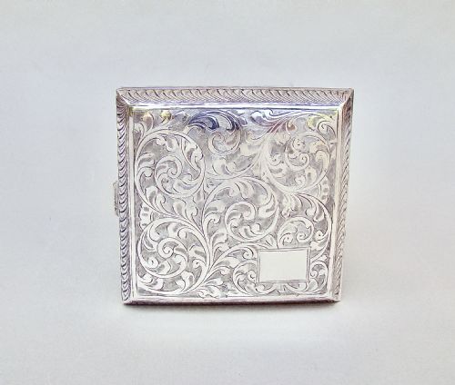 Elegant Art Deco Silver Cigarette Case by John Henry Wynn , Birmingham 1929