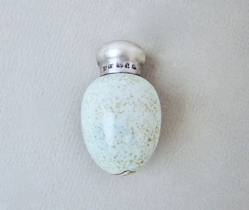 Rare Victorian Silver Macintyre Speckled Egg Scent Bottle by Saunders & Shepherd, Birmingham 1885
