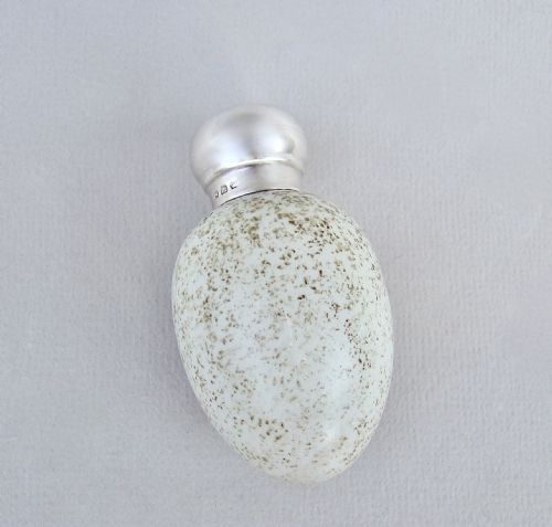 fig 2. RARE VICTORIAN SILVER MACINTYRE SPECKLED EGG SCENT BOTTLE BY SAUNDERS & SHEPHERD, BIRMINGHAM 1886