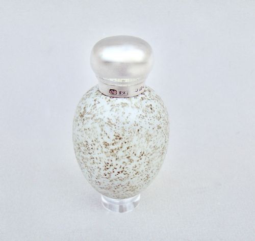 Rare Victorian Silver Macintyre Speckled Egg Scent Bottle by Saunders & Shepherd, Birmingham 1886