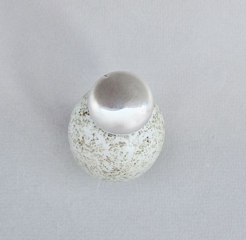 fig 3. RARE VICTORIAN SILVER MACINTYRE SPECKLED EGG SCENT BOTTLE BY SAUNDERS & SHEPHERD, BIRMINGHAM 1886