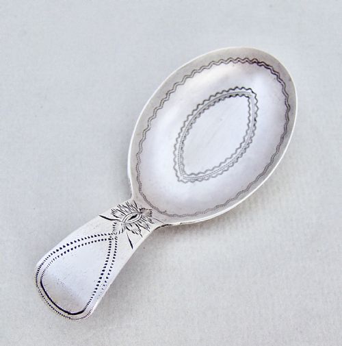 Exquisite Georgian Silver Leaf-shaped Caddy Spoon by Cocks & Bettridge, Birmingham 1805