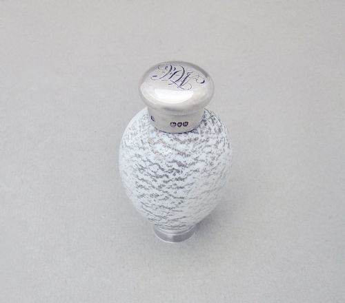 fig 2. SAMPSON MORDAN SILVER & PORCELAIN SPECKLED EGG SCENT BOTTLE, LONDON 1887