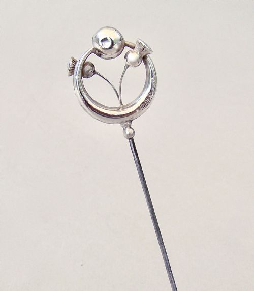 fig 1. DELIGHTFUL ART NOUVEAU SILVER HAT PIN BY PEARCE & THOMPSON, BIRMINGHAM 1911