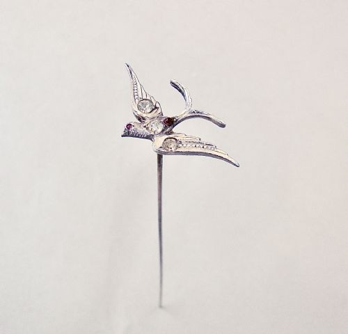 Unusual Edwardian Silver  "Swallow" Hat Pin, Import Marks for London 1904
