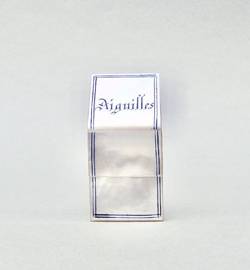 fig 1. RARE FRENCH PALAIS ROYAL MOTHER OF PEARL NEEDLE BOX, CIRCA 1850