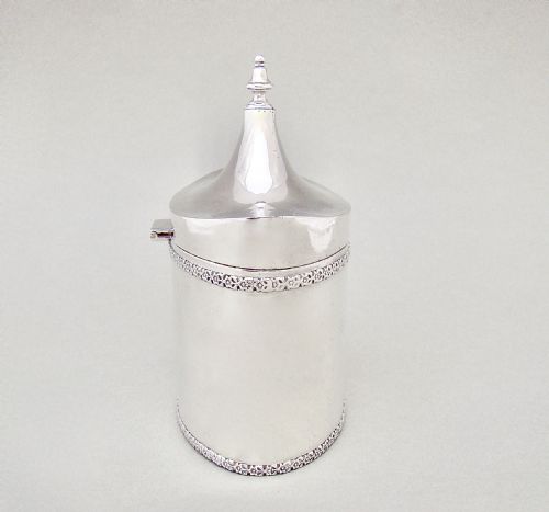 fig 2. A. E. JONES ARTS & CRAFT SOLID SILVER TEA CADDY, BIRMINGHAM 1916