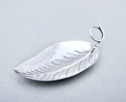 Georgian Silver Leaf-shaped Caddy Spoon by Joseph Taylor, Birmingham 1798