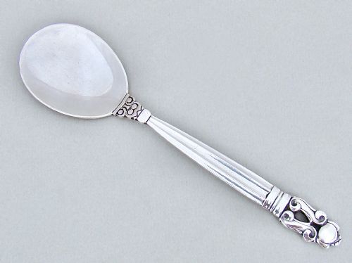 Mid-century Georg Jensen Sterling Silver Acorn Pattern Preserve Spoon