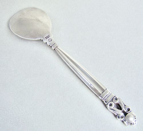fig 2. MID-CENTURY GEORG JENSEN STERLING SILVER ACORN PATTERN PRESERVE SPOON