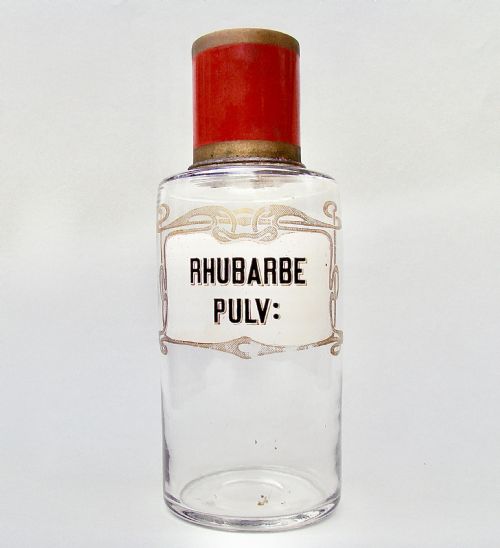 fig 1. VERY RARE FRENCH ART NOUVEAU GLASS APOTHECARY JAR WITH GILT & ENAMELLED LABEL, CIRCA 1900