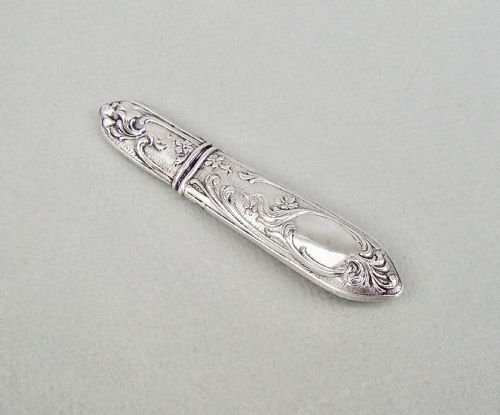 19th Century French Art Nouveau Silver Needle Case , Circa 1900