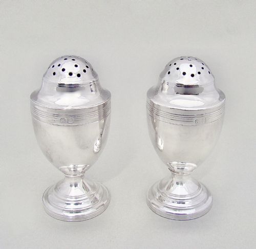 fig 1. DELIGHTFUL PAIR OF GEORGIAN SILVER PEPPER POTS BY ELIZABETH MORLEY, LONDON 1812