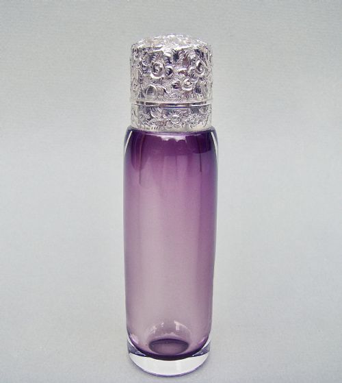 Exquisite Victorian Silver and Amethyst Glass Scent Bottle, Circa 1890
