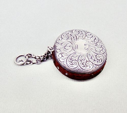 fig 1. RARE VICTORIAN SCOTTISH SILVER CHATELAINE PIN CUSHION BY PETER MCGREGOR WESTREN, EDINBURGH CIRCA 1880