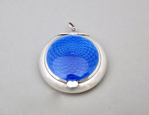 Art Deco Silver & Guilloche Enamel Compact by Crisford & Norris, Birmingham 1920