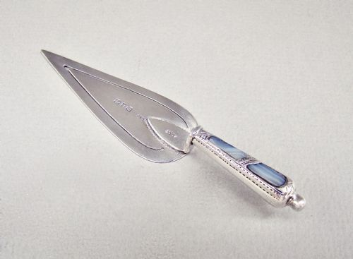 Rare Victorian Silver & Agate "Trowel" Bookmark by Adie & Lovekin, Birmingham 1895