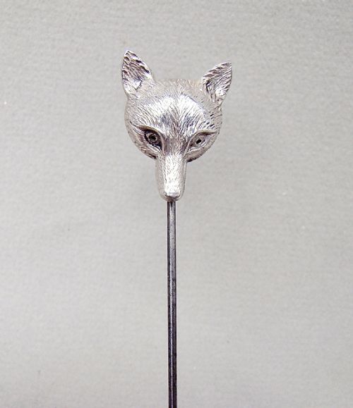 Rare Edwardian Silver "Fox" Lapel Pin or Hat Pin by Adie & Lovekin, Birmingham 1909
