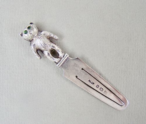 Rare George V Silver Teddy Bear Bookmark by Adie & Lovekin, Birmingham 1915