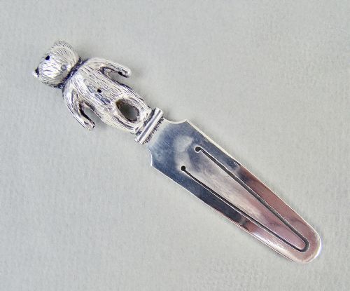 fig 2. RARE GEORGE V SILVER TEDDY BEAR BOOKMARK BY ADIE & LOVEKIN, BIRMINGHAM 1915