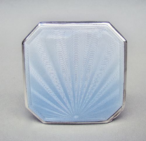 Stunning Mid-century Silver & Guilloche Enamel Compact by Crisford & Norris, Birmingham 1950