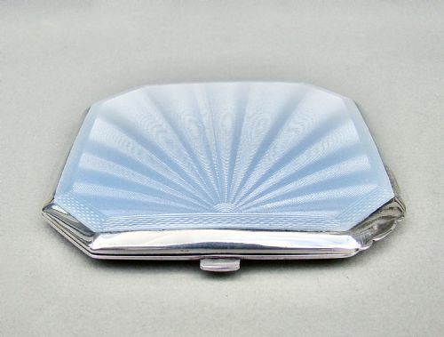 fig 2. STUNNING MID-CENTURY SILVER & GUILLOCHE ENAMEL COMPACT BY CRISFORD & NORRIS, BIRMINGHAM 1950
