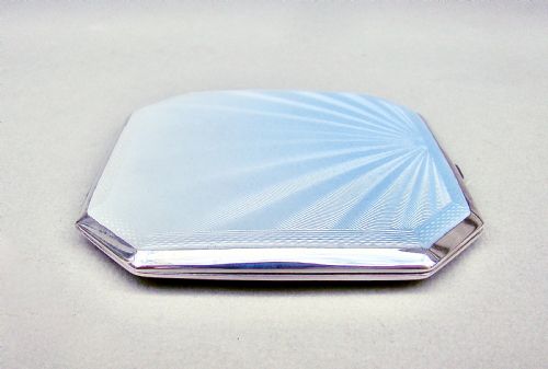fig 3. STUNNING MID-CENTURY SILVER & GUILLOCHE ENAMEL COMPACT BY CRISFORD & NORRIS, BIRMINGHAM 1950