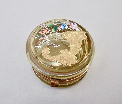 Delightful 19th Century French Glass Enamelled Trinket Box, Circa 1890