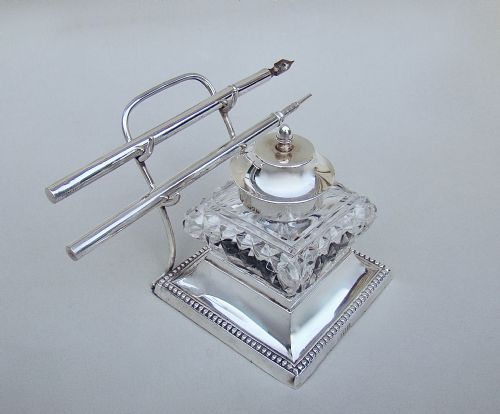 fig 1. RARE EDWARDIAN SILVER INKSTAND BY WILLIAM HUTTON & SONS, LONDON 1903