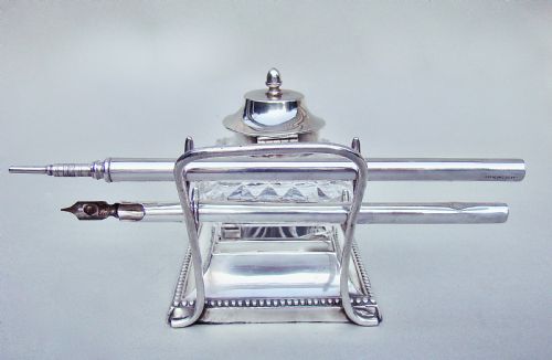 fig 3. RARE EDWARDIAN SILVER INKSTAND BY WILLIAM HUTTON & SONS, LONDON 1903