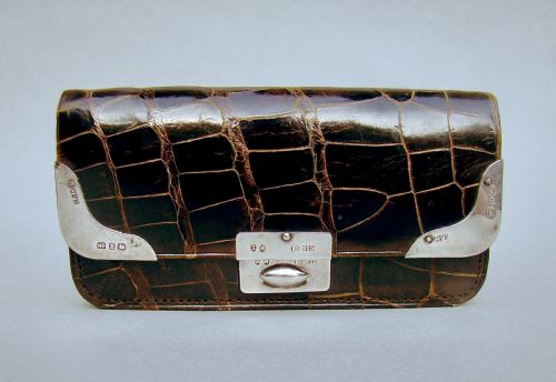Superb Victorian Silver & Crocodile Skin Small Purse by Charles Penny Brown, Birmingham 1897