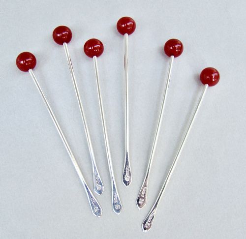 Cased Set of Art Deco Silver Cocktail Cherry Sticks by the Barker Brothers, Birmingham 1937