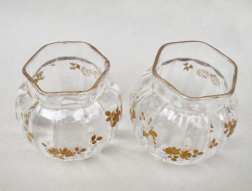 fig 1. DELIGHTFUL PAIR OF 19TH C. FRENCH SMALL SOLIFLORE GILT GLASS VASES, CIRCA 1890