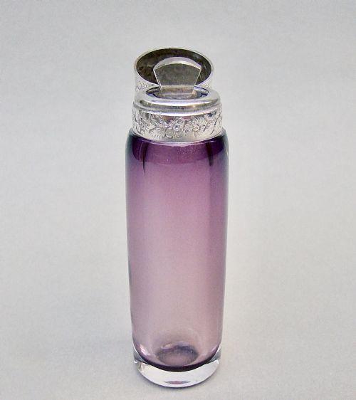 fig 1. EXQUISITE VICTORIAN SILVER AND AMETHYST GLASS SCENT BOTTLE, CIRCA 1890