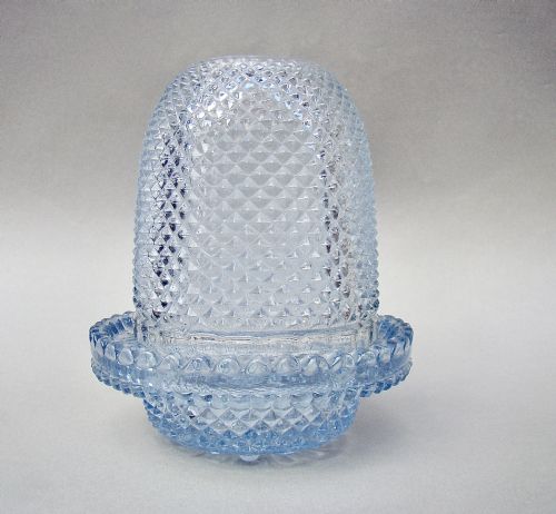 Victorian "Clarke" Pyramid Ice Blue Glass Cricklite Glass Fairy Light , Circa 1880