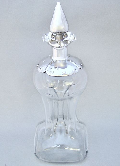 rare arts craft silver glass glug glug decanter by hukin heath london 1902 - CATEGORY: ANTIQUE SILVER - DATED EDWARDIAN