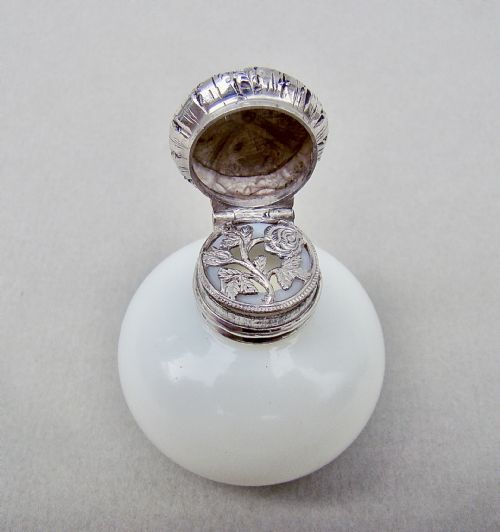 Rare Victorian Silver & Opaline Glass Vinaigrette, Circa 1890