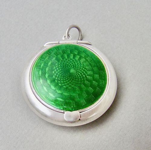 Stunning Art Deco Silver & Guilloche Enamel Compact by Crisford & Norris, Birmingham 1922
