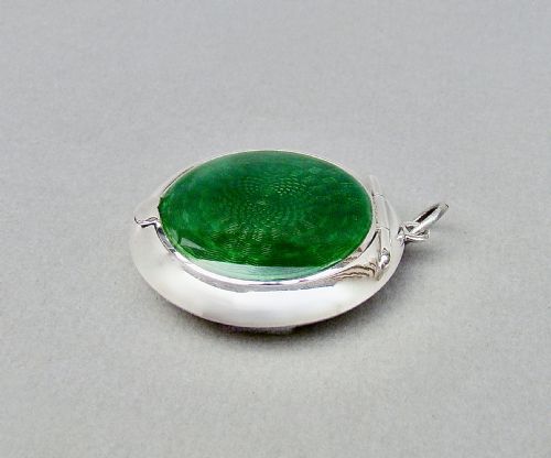 fig 3. STUNNING ART DECO SILVER & GUILLOCHE ENAMEL COMPACT BY CRISFORD & NORRIS, BIRMINGHAM 1922