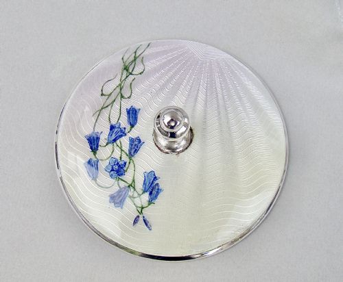fig 2. FABULOUS ART DECO SILVER & GUILLOCHE ENAMEL TOILETRY JAR BY CHARLES GREEN & CO, BIRMINGHAM 1933