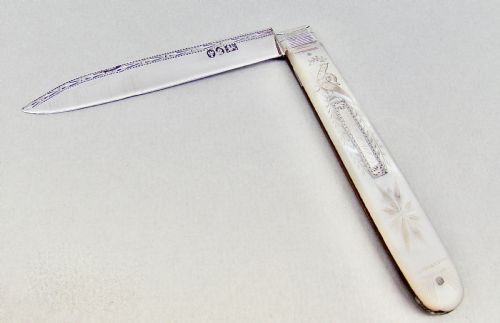 Rare Georgian Silver and Mother of Pearl Folding Fruit Knife, Sheffield 1816