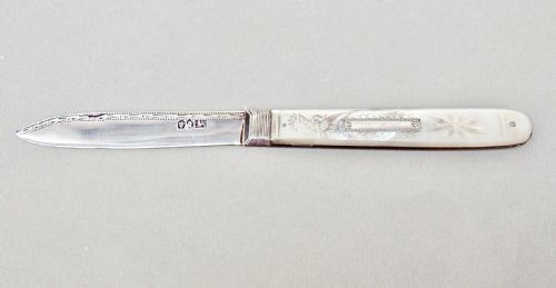 fig 1. RARE GEORGIAN SILVER AND MOTHER OF PEARL FOLDING FRUIT KNIFE, SHEFFIELD 1816