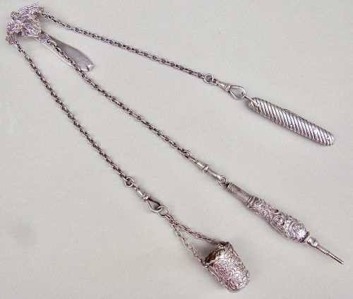 fig 1. SUPERB VICTORIAN SILVER CHATELAINE BY FREDERICK EDMONDS, LONDON 1893
