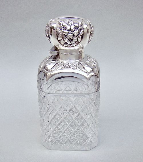 Stunning Victorian Silver & Cut Glass Scent Bottle by William Hutton & Sons, London 1896