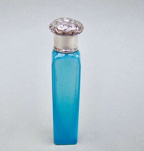 Unusual Victorian Silver and Opalescent Glass Scent Bottle, Circa 1890